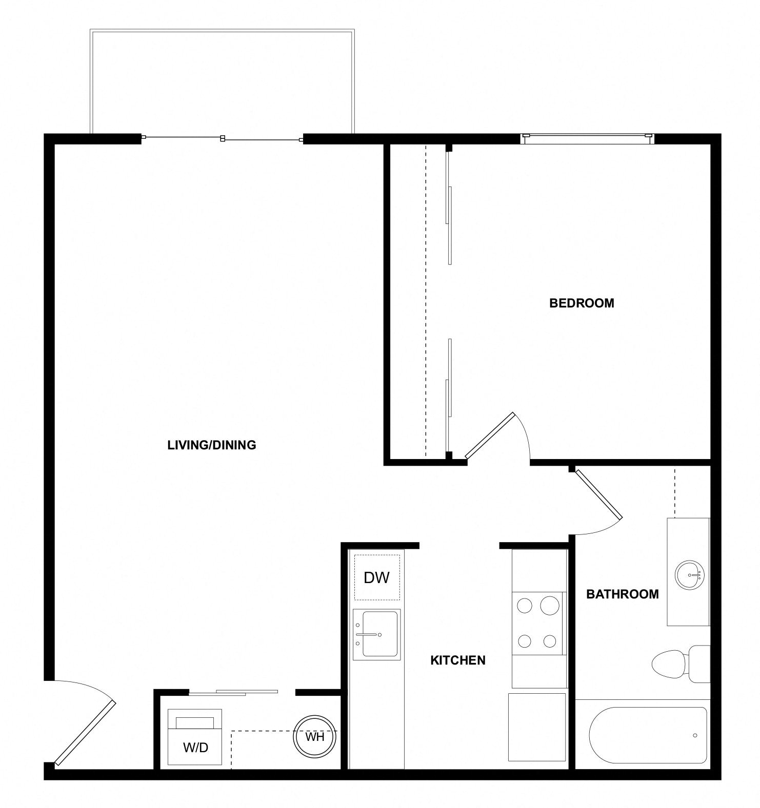 Leilani 2 1x1 MD floor plan